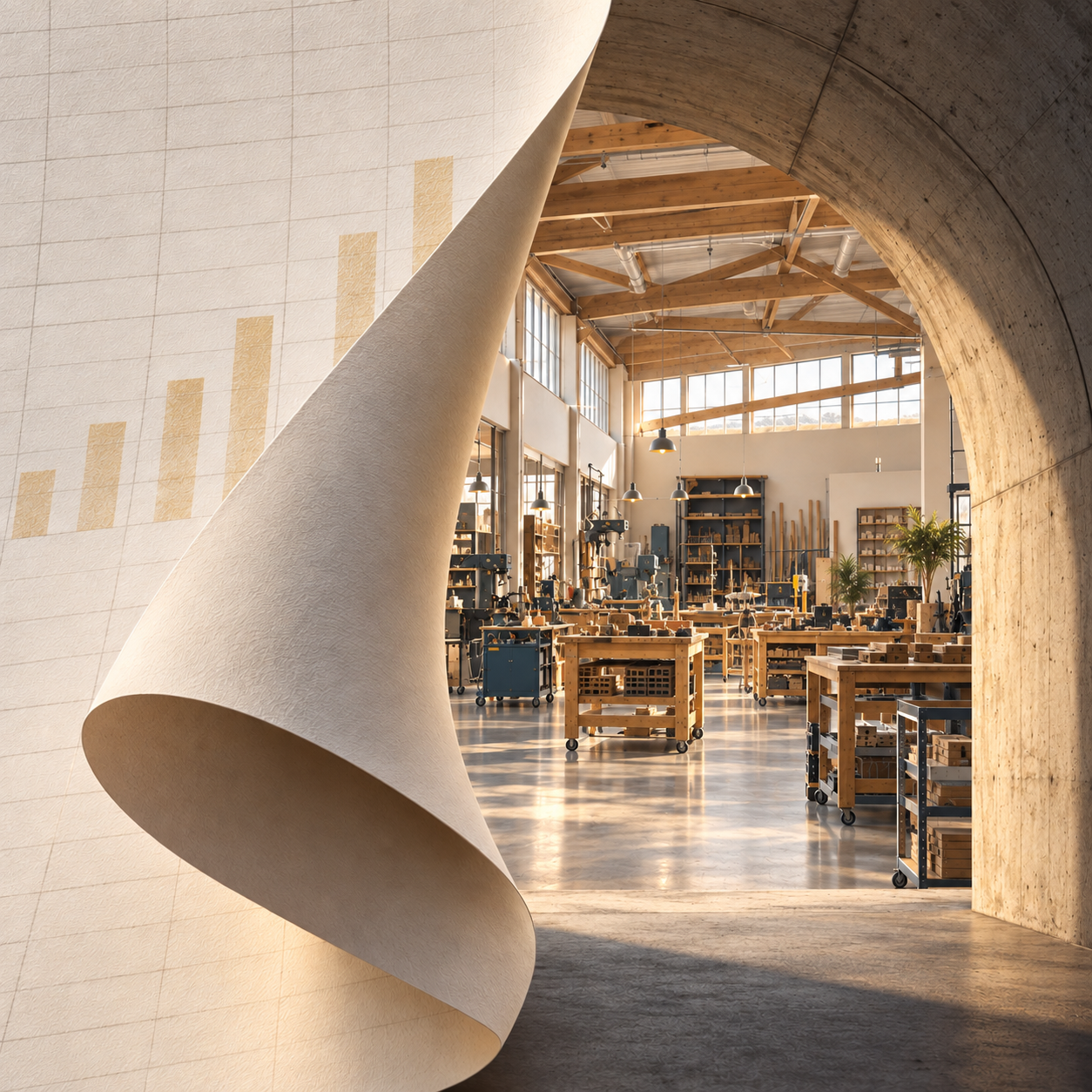 A financial sheet peeling back to reveal the industrial business behind the numbers